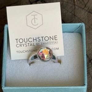 Touchstone Crystal Silver Ring with Iridescent Crystal